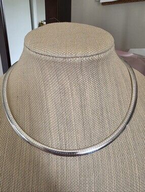 Vintage Omega Milor Italian Sterling Silver Choker Necklace Heavy! 32 Grams!